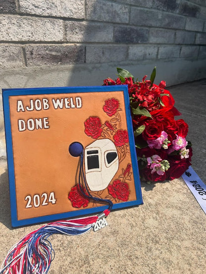 Custom Leather Graduation Cap Topper