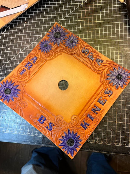 Custom Leather Graduation Cap Topper